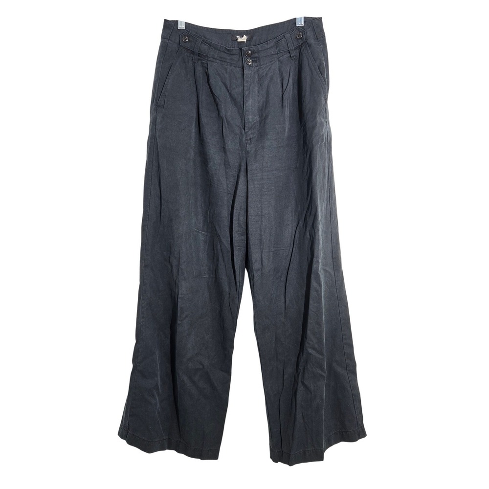 Madewell Sz 10 High Rise‎ Barrel Wide Leg Black Relaxed Casual Pants Womens